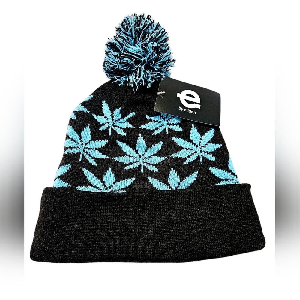 E by Elidan Hat Black/Blue Winter Beanie OSFA Cap NWT